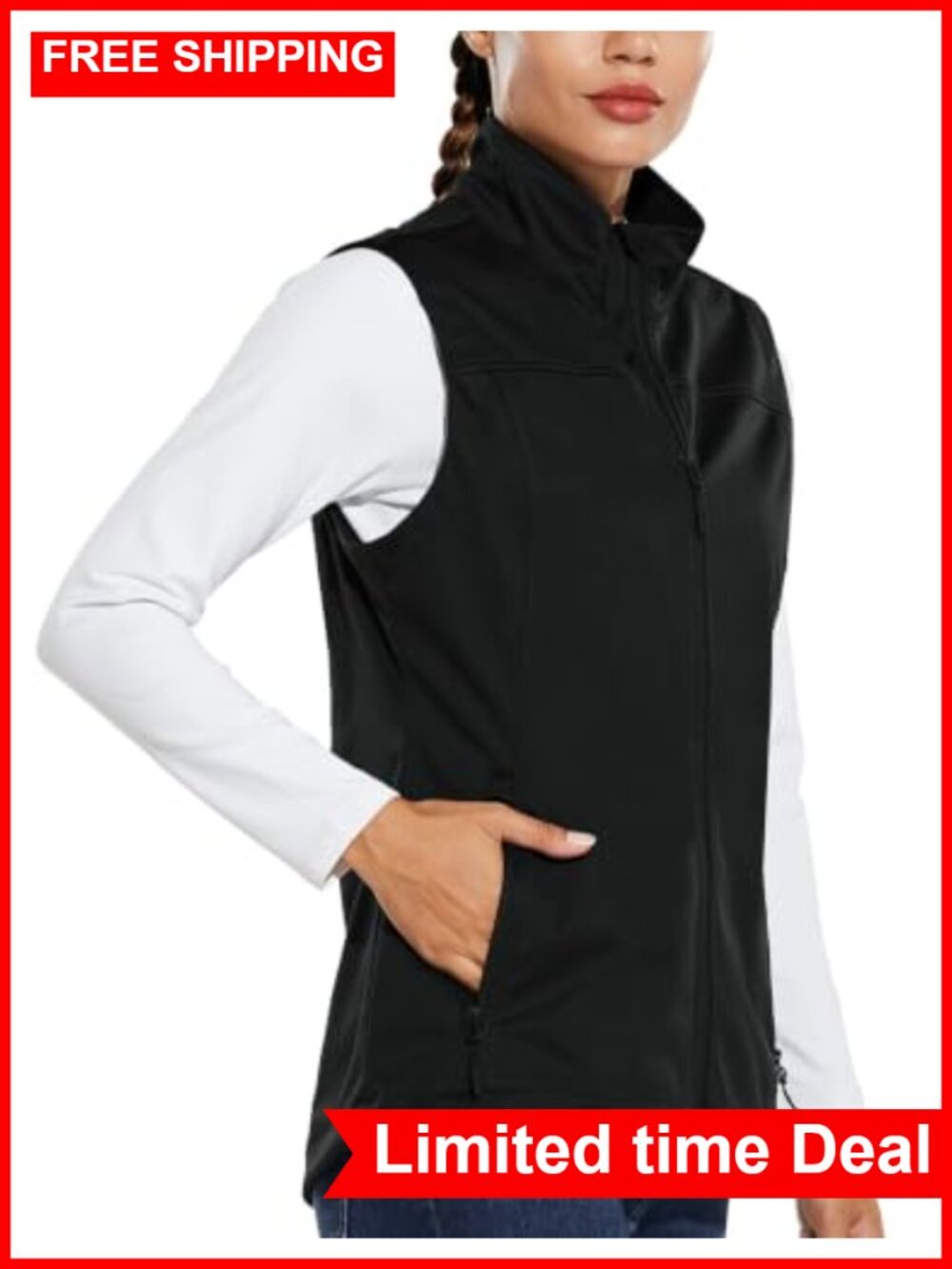 Lightweight Running Vest Sleeveless Softshell Windproof Water Resistant